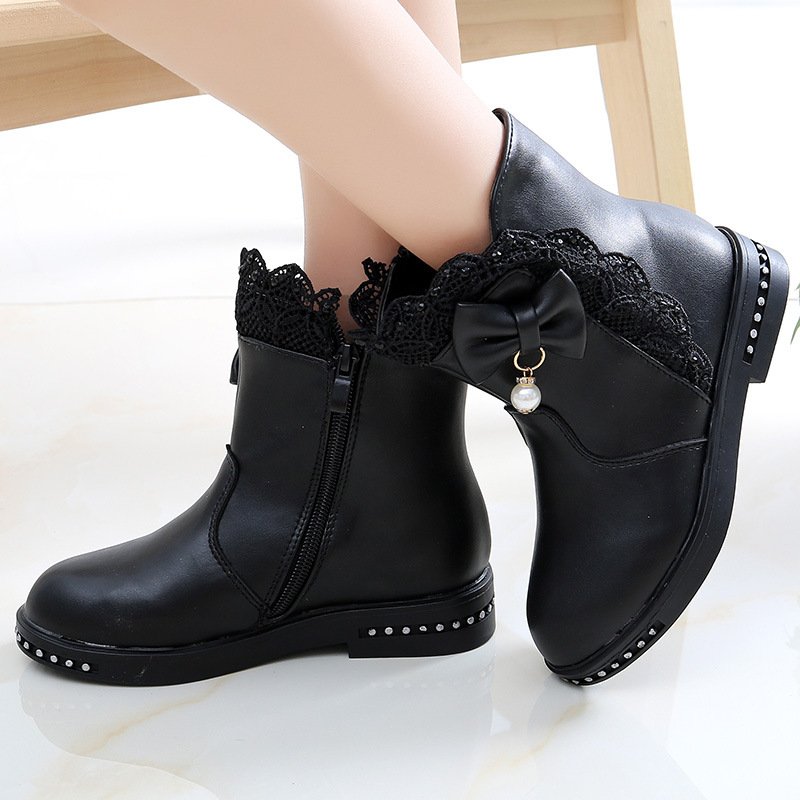 Wholesale Kids Snow Boots Winter Female Fashion Boots Girls Princess Knee-Ankle Boots Child Casual Shoes