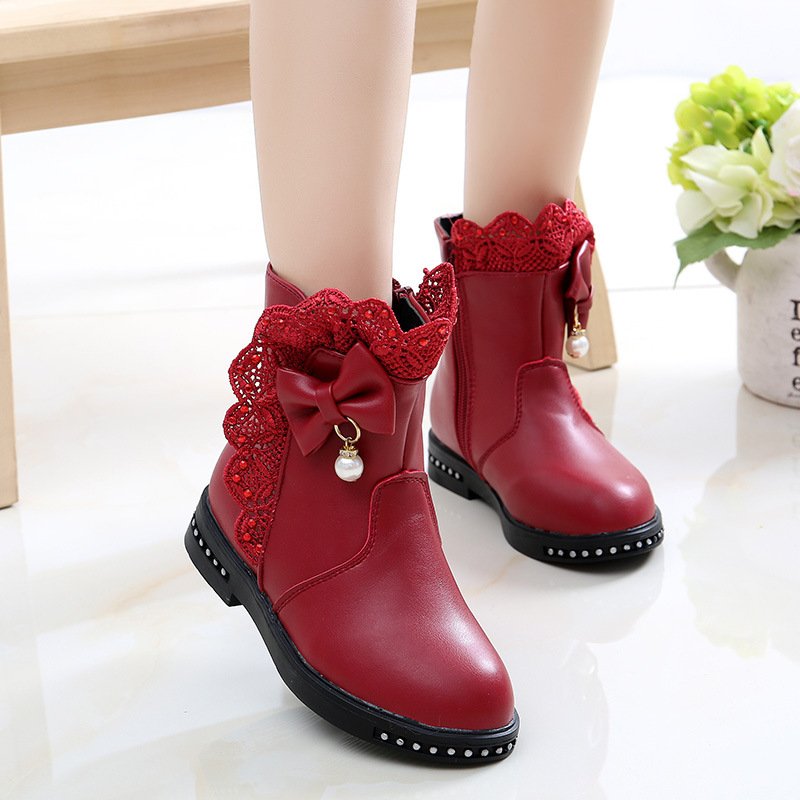 Wholesale Kids Snow Boots Winter Female Fashion Boots Girls Princess Knee-Ankle Boots Child Casual Shoes