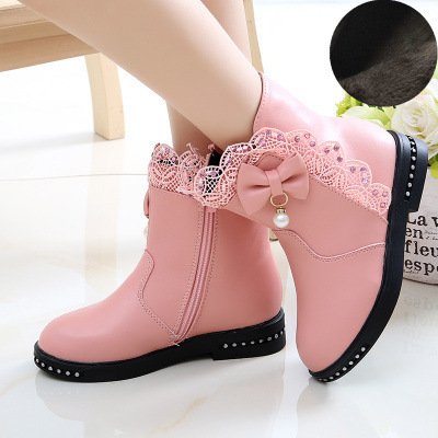Wholesale Kids Snow Boots Winter Female Fashion Boots Girls Princess Knee-Ankle Boots Child Casual Shoes