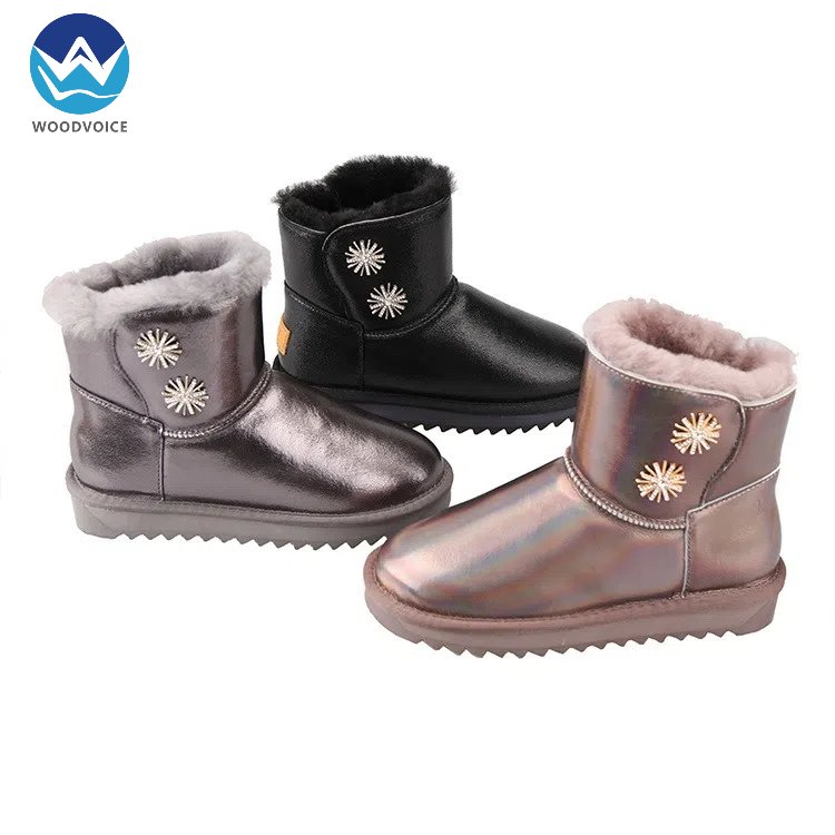 2024 New Style Hot Sell Custom PU Upper Waterproof 100% Shearling Ladies Winter Snow Boots