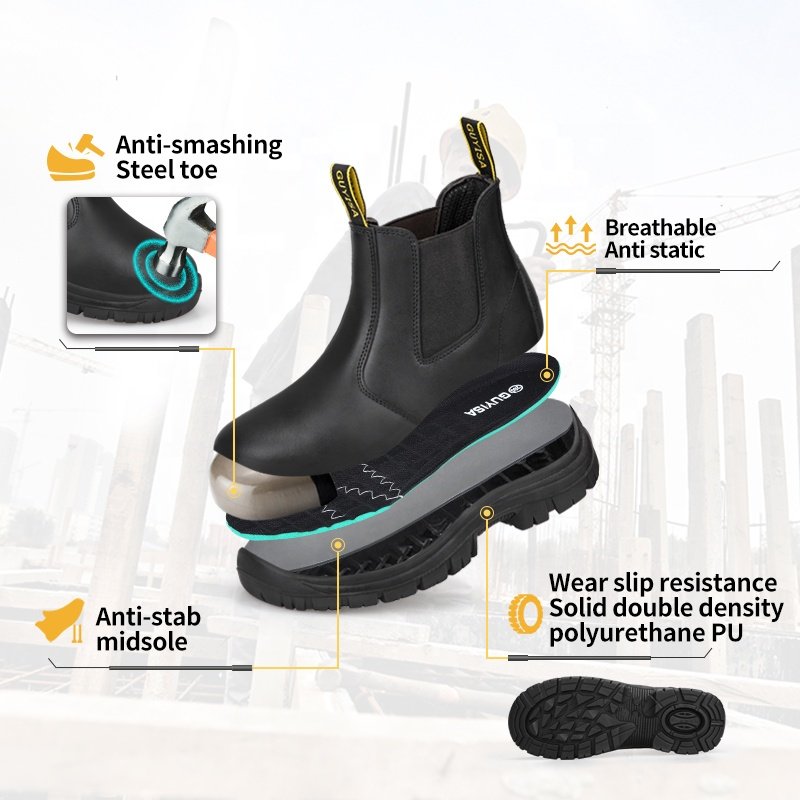 GUYISA Factory direct sales safety boots professional S1 anti-static soft waterproof trimmed leather steel toe work boot