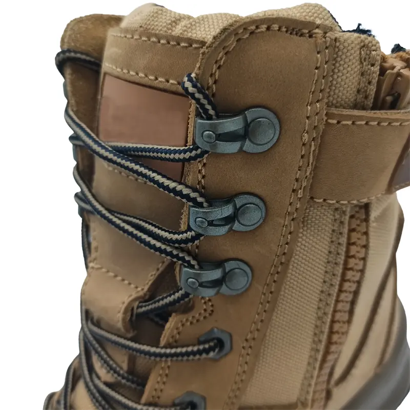 New Style Genuine Leather Zipper Steel Toe Industrial Work Safety Boots Shoes For Men