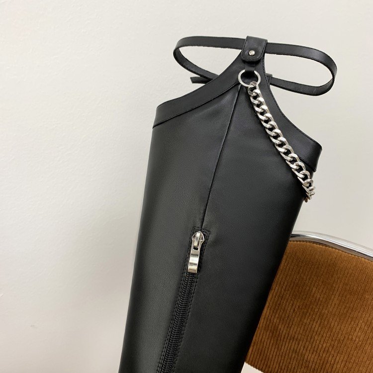 Cialisa Winter Handmade Genuine Leather Riding Boots Fashion Designer Square Toe Knee High Boot Chunky Mid Heels Woman Shoes