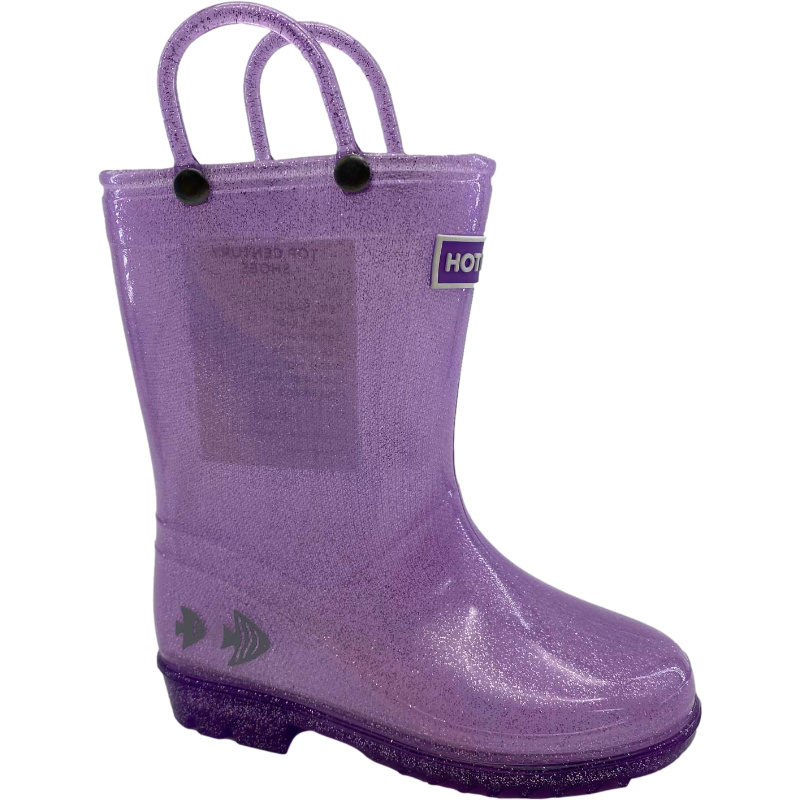 Cheap Children Easy Pull-on Jelly Glitter Sparkled Shiny PVC Waterproof Rain Boots with Handles for Kids