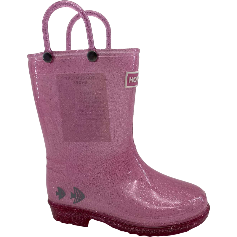 Cheap Children Easy Pull-on Jelly Glitter Sparkled Shiny PVC Waterproof Rain Boots with Handles for Kids