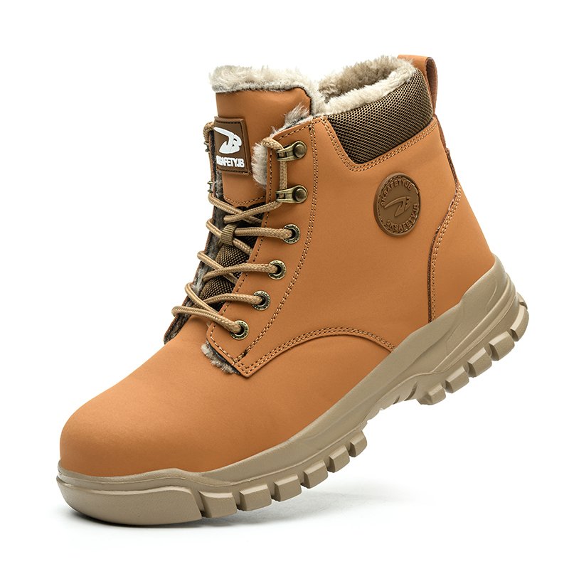 Light weight Steel Toe Leather Work Boots Men's Protective Footwear Safety Shoes Water-proof Keep Warm Winter Safety Boots