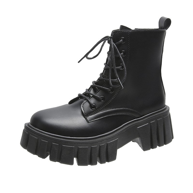 Thick soles with women's lacquer leather boots autumn and winter new leather boots comfortable mid-calf boots for women
