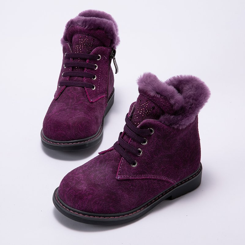 Princepard Customized Accept Side Zipper Anti Slippery Fur Insole Kid Shoes Girl Orthopedic Boots