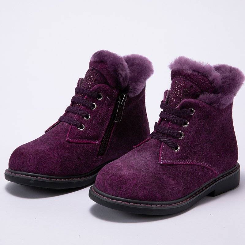 Princepard Customized Accept Side Zipper Anti Slippery Fur Insole Kid Shoes Girl Orthopedic Boots