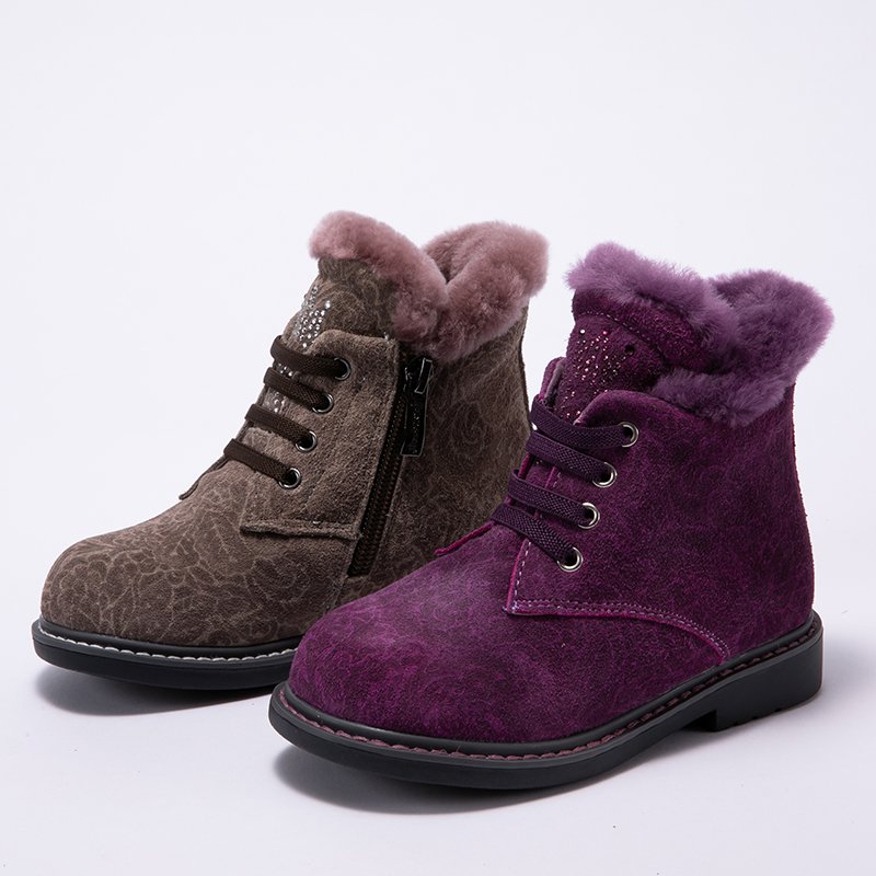 Princepard Customized Accept Side Zipper Anti Slippery Fur Insole Kid Shoes Girl Orthopedic Boots