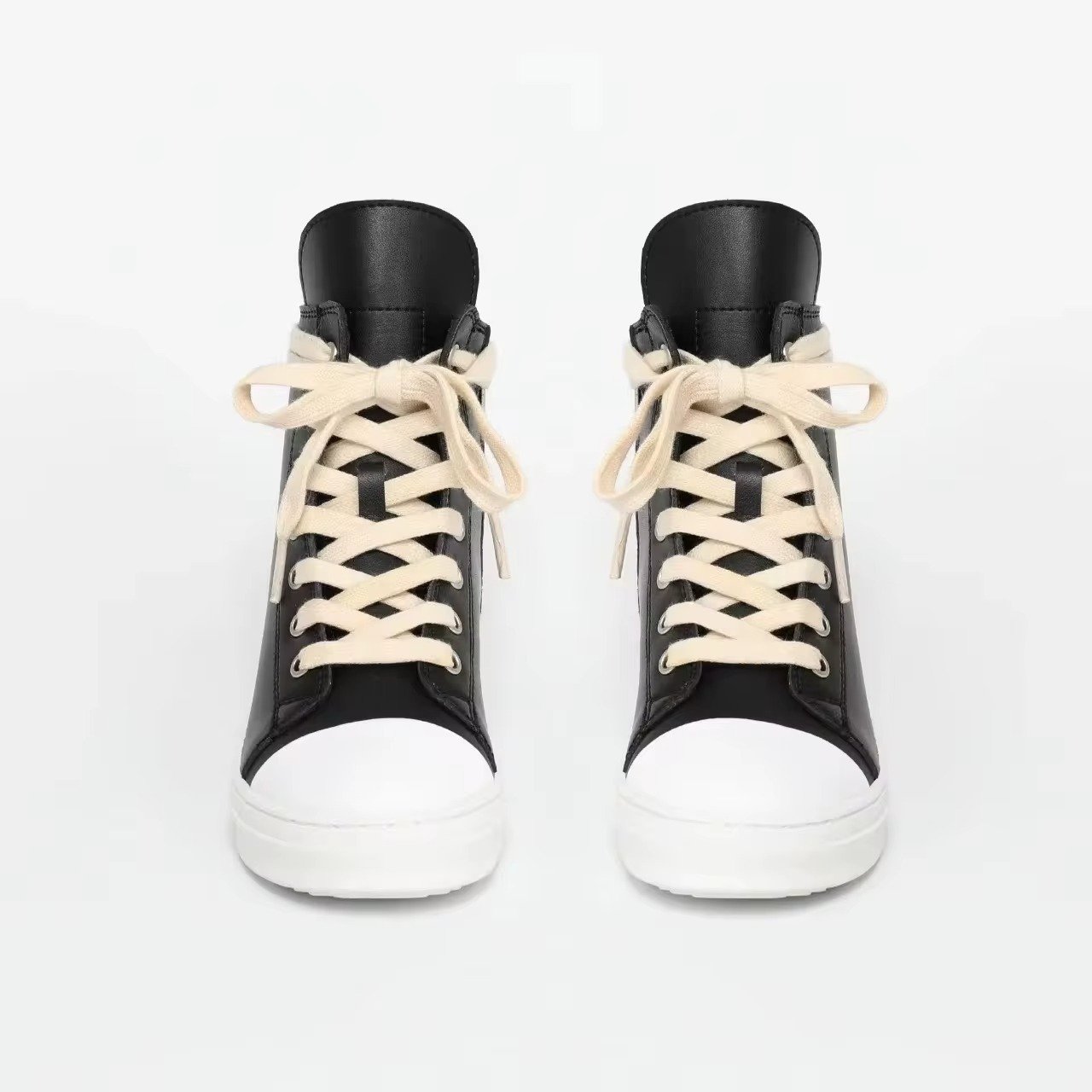 Children High Top Leather Walking Casual Sneaker Boys Girls Ankle Boots Toddler Kids Zipper Thick Wide Laces Designer Shoes