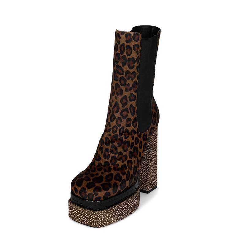 Fashion trend ladies horse hair shoes boots sexy platform high heel boots winter zebra print women boots