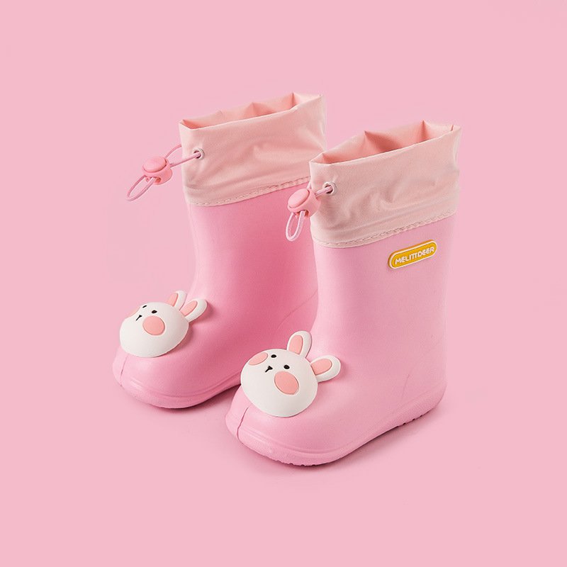 WXL476 Non Slip 3D Dinosaur Duck Drawstring Rainboots Waterproof Cartoon PVC Rubber Children Rain Boots
