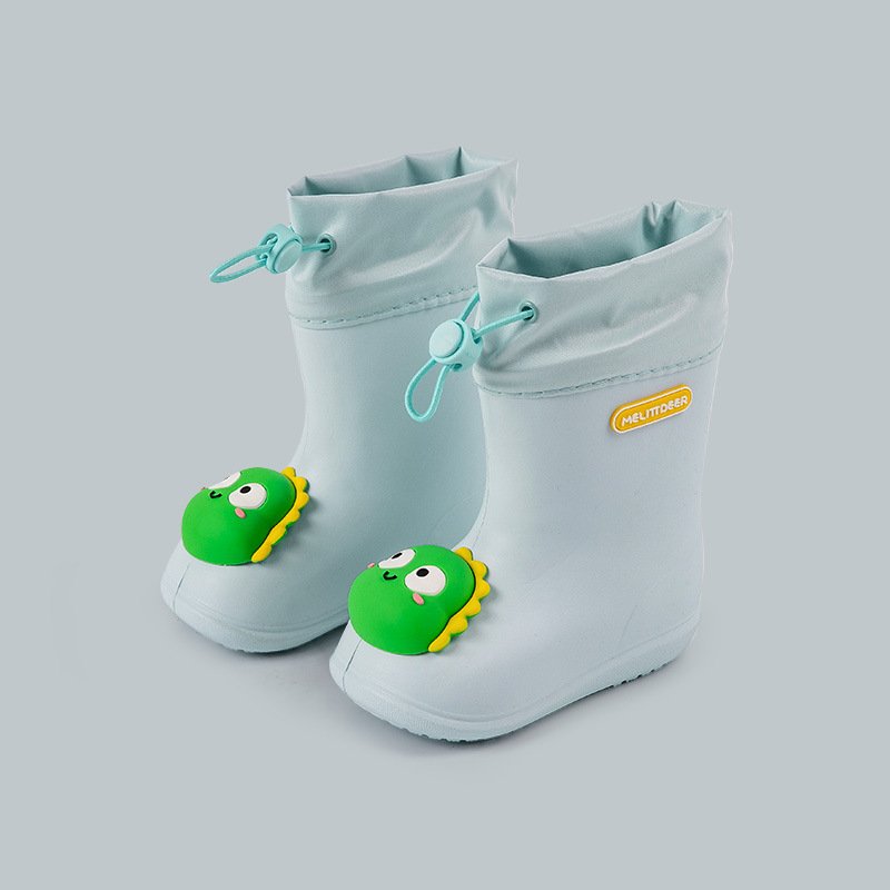 WXL476 Non Slip 3D Dinosaur Duck Drawstring Rainboots Waterproof Cartoon PVC Rubber Children Rain Boots