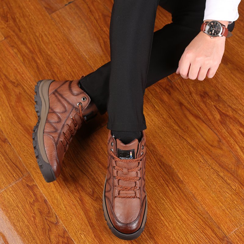 Hot Selling Walking Trendy Genuine Men Shoes Leather Ankle Boots For Winter