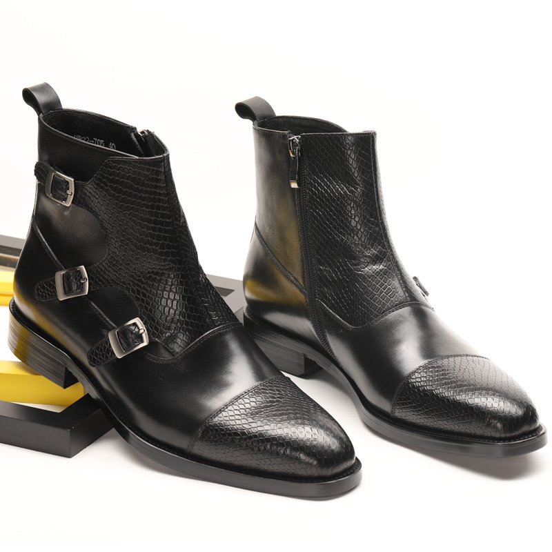 New Arrival High Quality Genuine Leather Shoes Men's Chelsea Boots With Italy Design Factory wholesale customization