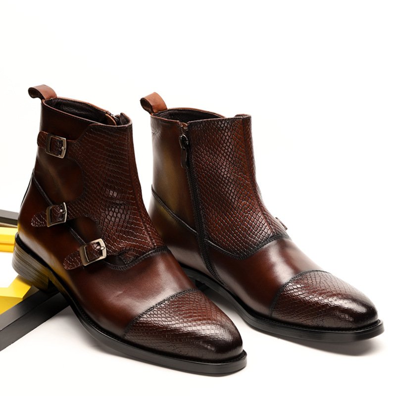 New Arrival High Quality Genuine Leather Shoes Men's Chelsea Boots With Italy Design Factory wholesale customization