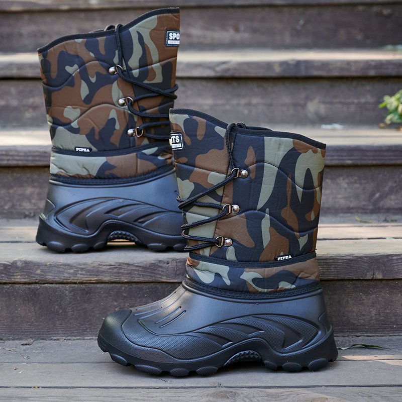 Dropshipping Custom Logo Men Snow Boots with Plush Winter Cotton Shoes Platform Waterproof Slip Resistant Boots Casual Warm