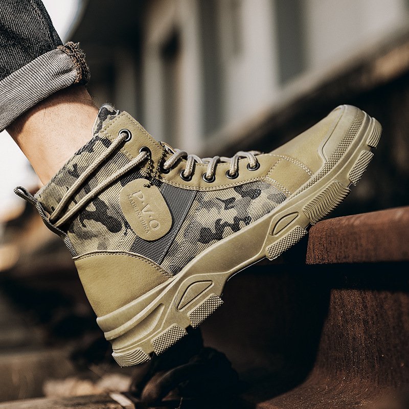 Hiking boots men high top casual sports shoes men's waterproof non-slip trend snow boots