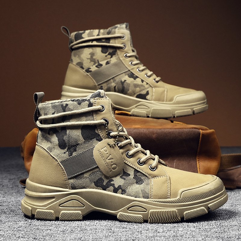 Hiking boots men high top casual sports shoes men's waterproof non-slip trend snow boots