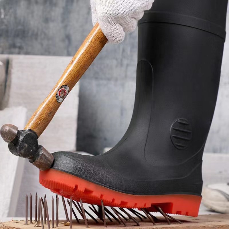 custom agriculture cheap rain boots pvc gum boots adult safety waterproof men red sole pvc rain boots