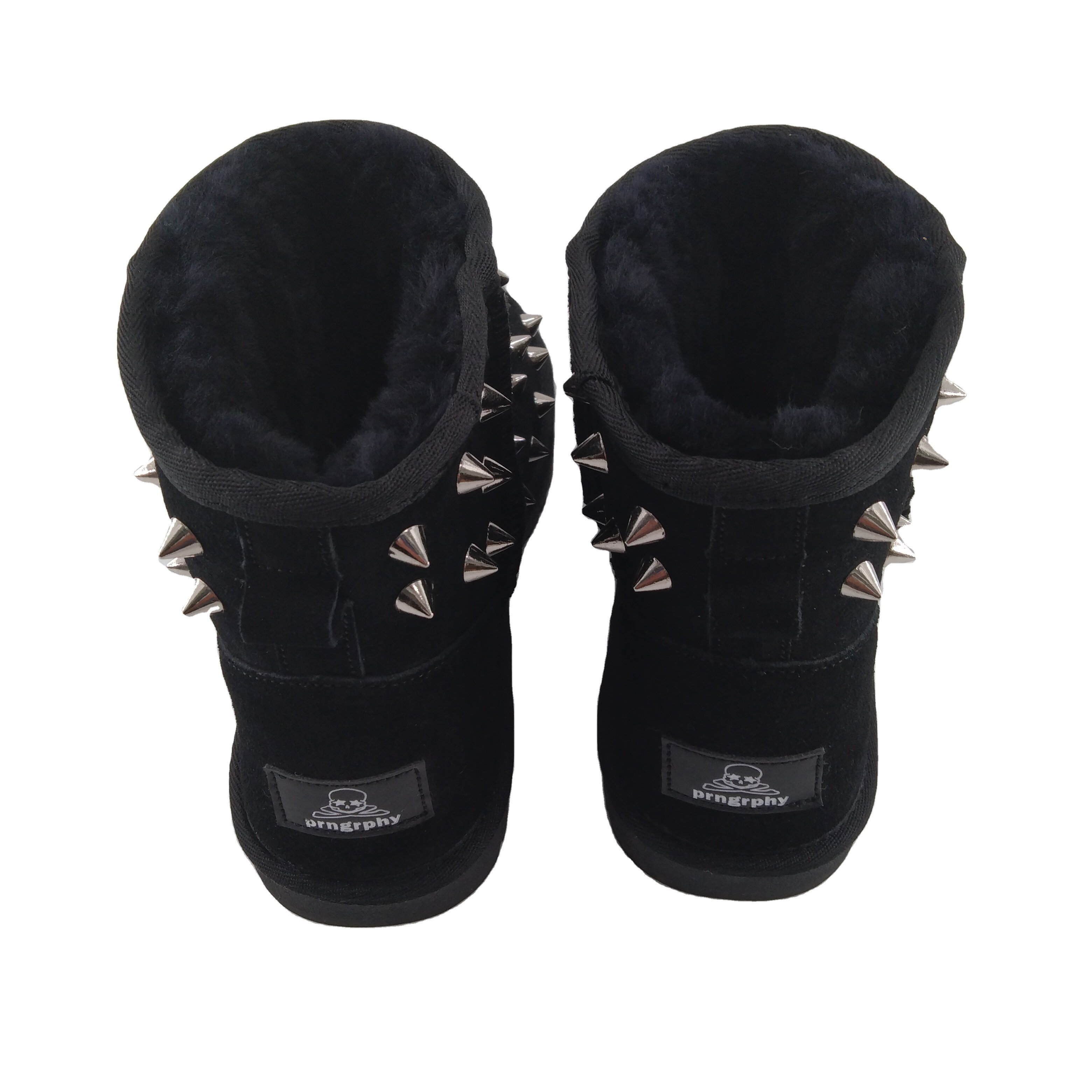 High Quality Boots Women Casual Stain Resistant Black and Brown Winter Men Snow Punk Boots with Studs Adult Winter Shoes Plush