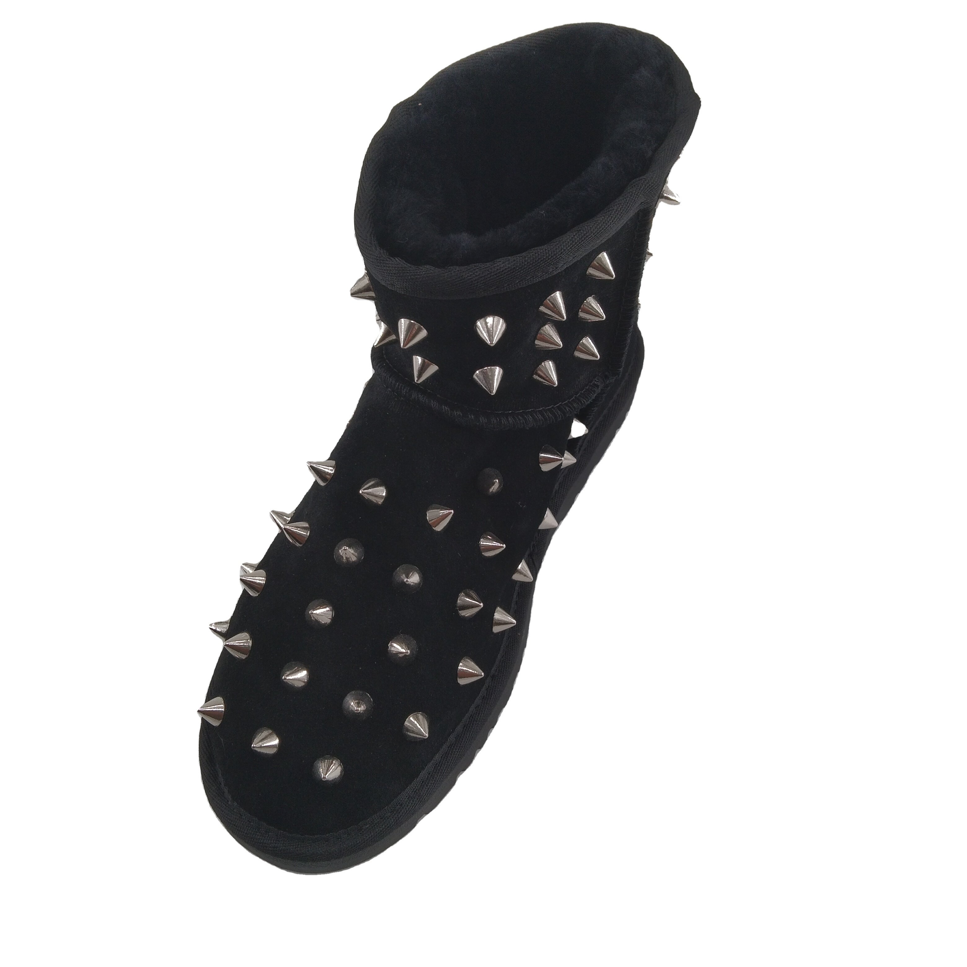 High Quality Boots Women Casual Stain Resistant Black and Brown Winter Men Snow Punk Boots with Studs Adult Winter Shoes Plush