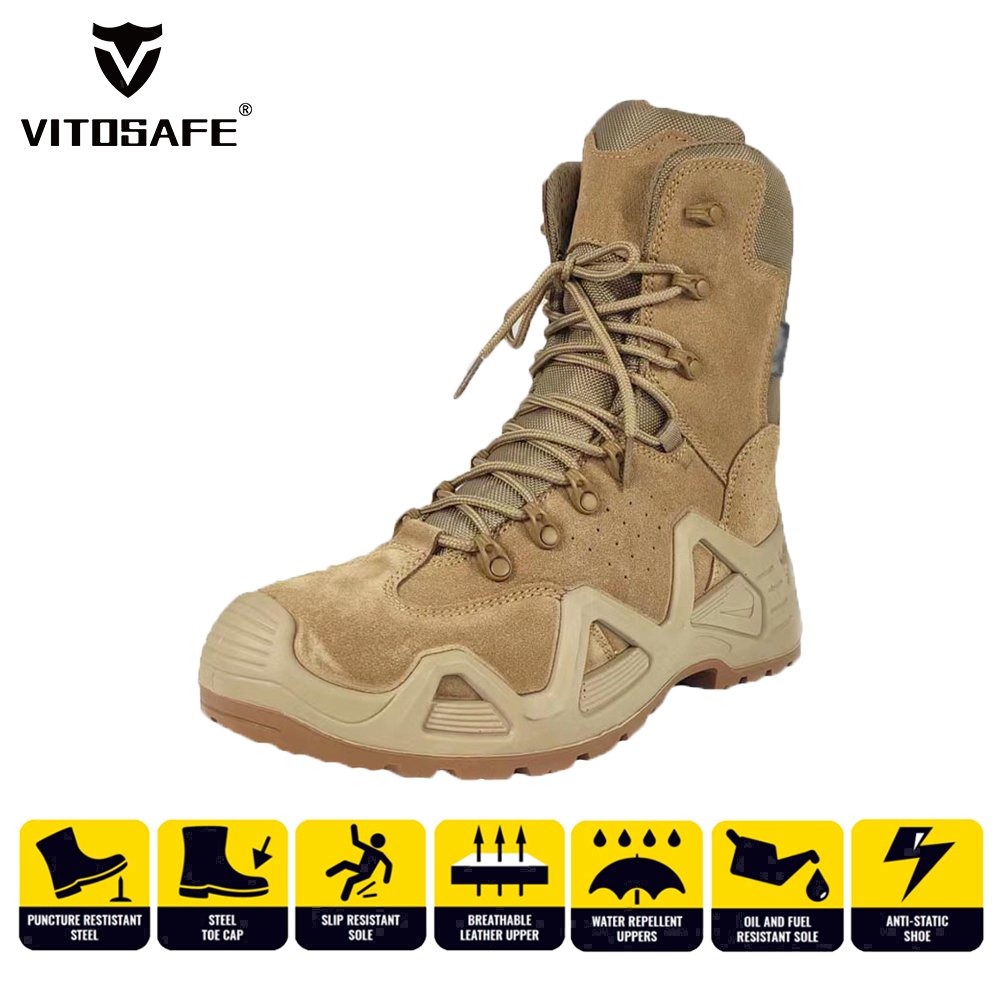 Waterproof Outdoor Steel Toe Desert Safety Shoes S3 Tactical Boots for Men