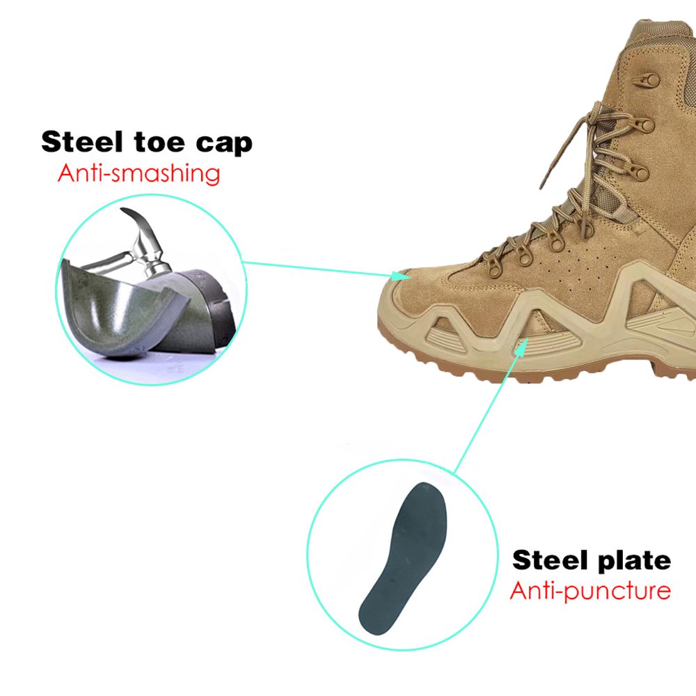 Waterproof Outdoor Steel Toe Desert Safety Shoes S3 Tactical Boots for Men