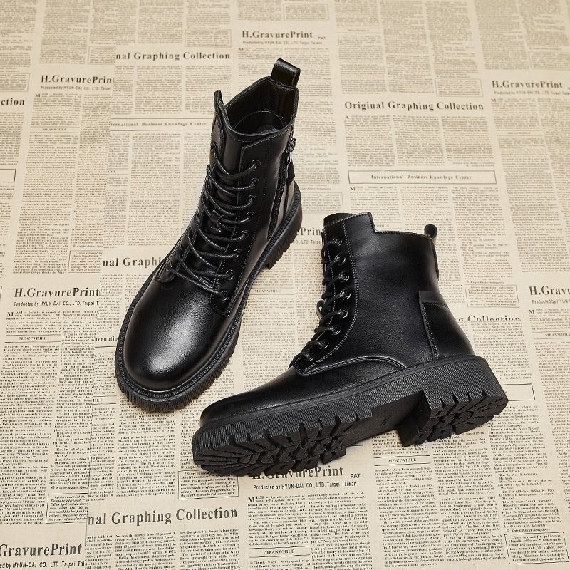 ins boots women's autumn new british booties thick-soled student net red motorcycle casual boots
