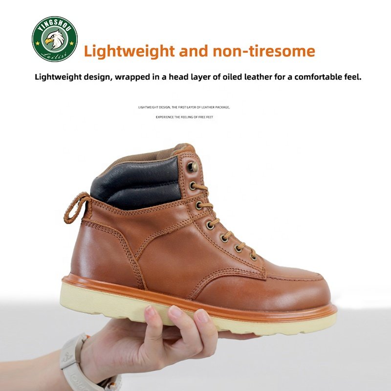 Cowhide Oil Leather Men's Safety Shoes Boots For Industrial Protection Smashproof Steel Toe Safety Boots Tracked Safety Boots