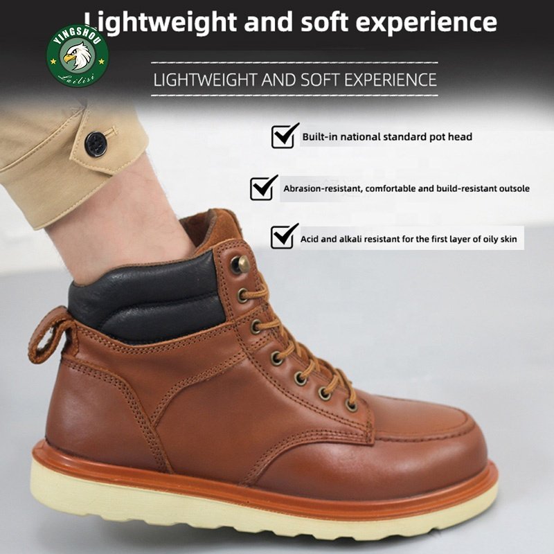 Cowhide Oil Leather Men's Safety Shoes Boots For Industrial Protection Smashproof Steel Toe Safety Boots Tracked Safety Boots