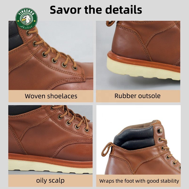 Cowhide Oil Leather Men's Safety Shoes Boots For Industrial Protection Smashproof Steel Toe Safety Boots Tracked Safety Boots