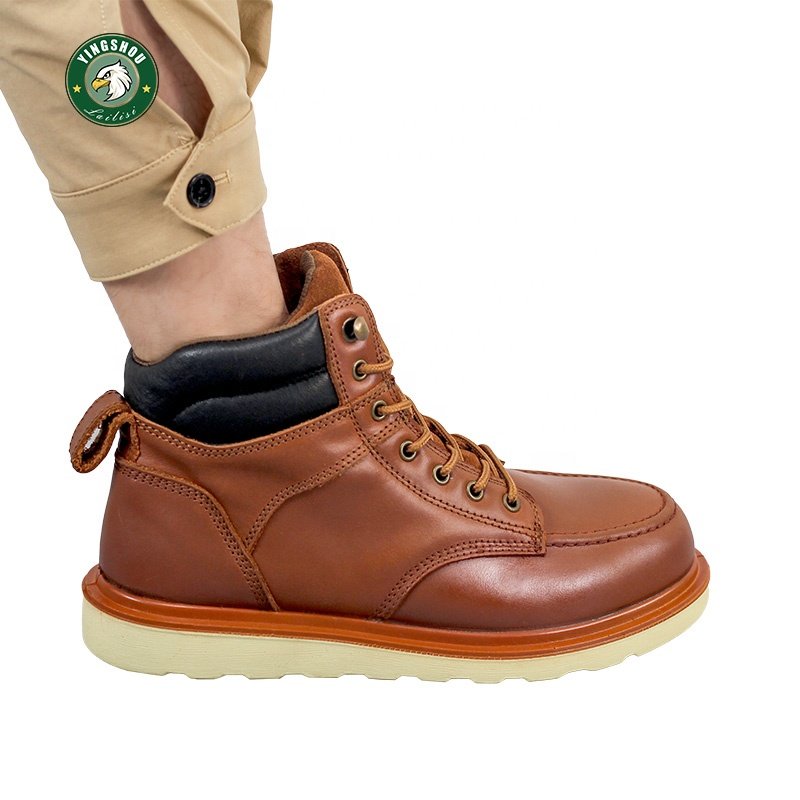 Cowhide Oil Leather Men's Safety Shoes Boots For Industrial Protection Smashproof Steel Toe Safety Boots Tracked Safety Boots