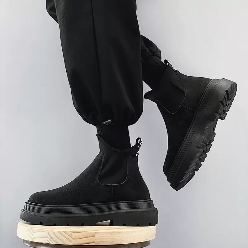 Men Leather Boots Non-slip Light Weight New Fashion Outdoor British Style Walking Boots Shoes