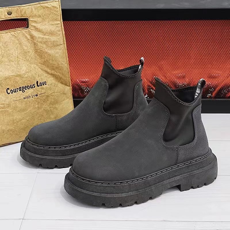 Men Leather Boots Non-slip Light Weight New Fashion Outdoor British Style Walking Boots Shoes