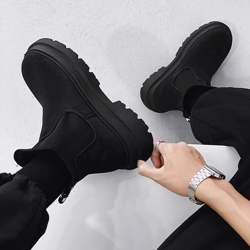 Men Leather Boots Non-slip Light Weight New Fashion Outdoor British Style Walking Boots Shoes