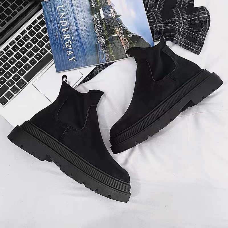 Men Leather Boots Non-slip Light Weight New Fashion Outdoor British Style Walking Boots Shoes