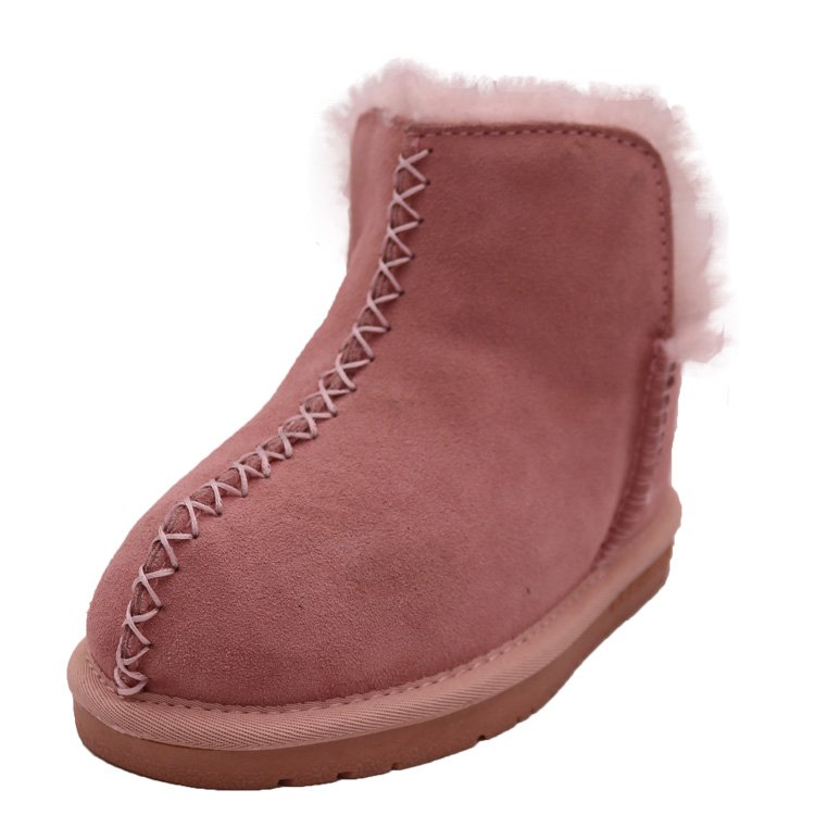 CF-189 Winter Factory Short Length Cartoon Design Genuine Leather Big Kids Nordic Winter Snow Boots For Girls