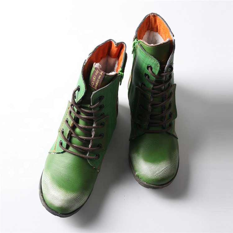 Durable Woman Winter Over Ankle Boots Ankle Black Booties Flat Heel Lady Leather boots women shoes