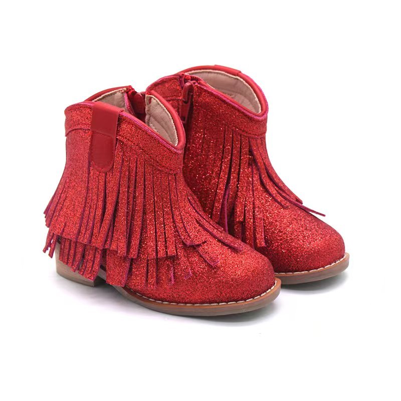 Wholesale Colorful Kids Fringe Boots Girls Fashion Trend Toddler Children Winter Shoes Baby Customized Ankle Girls Casual Boots