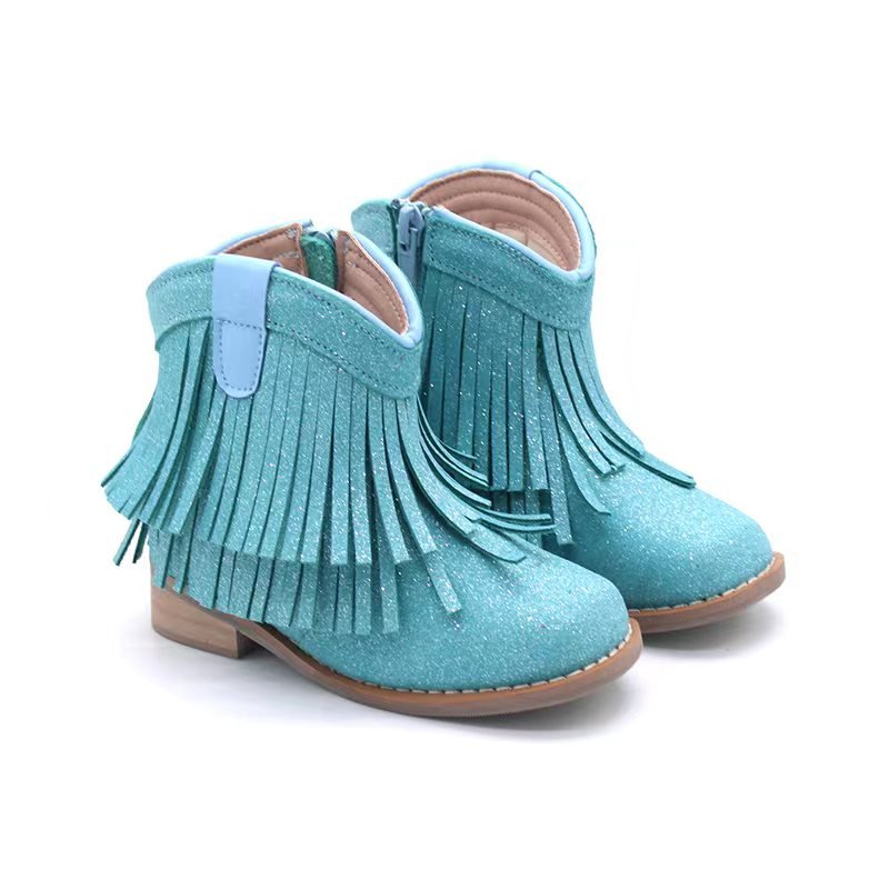 Wholesale Colorful Kids Fringe Boots Girls Fashion Trend Toddler Children Winter Shoes Baby Customized Ankle Girls Casual Boots