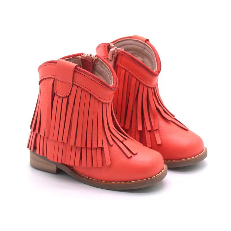 Wholesale Colorful Kids Fringe Boots Girls Fashion Trend Toddler Children Winter Shoes Baby Customized Ankle Girls Casual Boots
