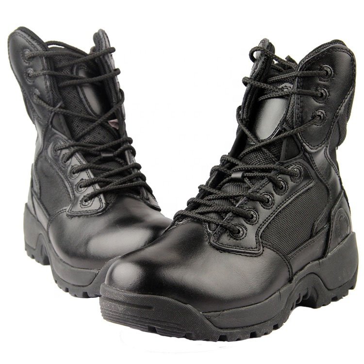 Autumn and winter thorn-proof zip training men's boots cowhide leather black wear-resistant non-slip outdoor boots