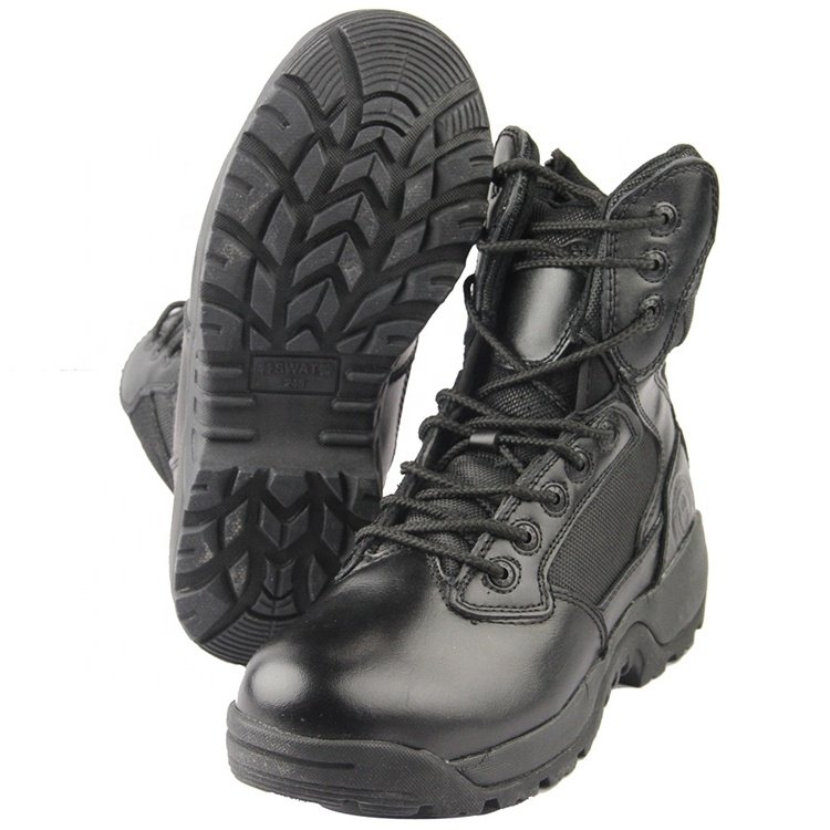 Autumn and winter thorn-proof zip training men's boots cowhide leather black wear-resistant non-slip outdoor boots