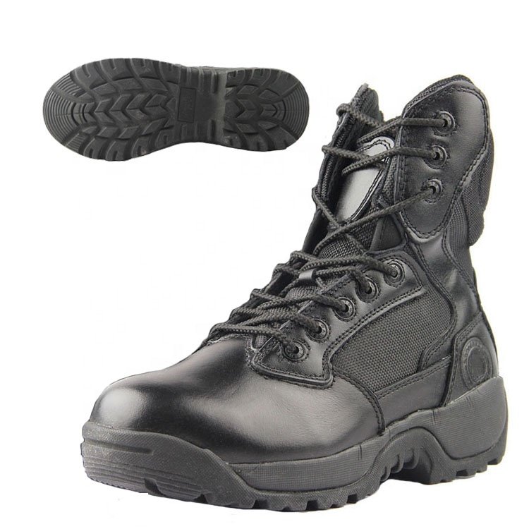 Autumn and winter thorn-proof zip training men's boots cowhide leather black wear-resistant non-slip outdoor boots
