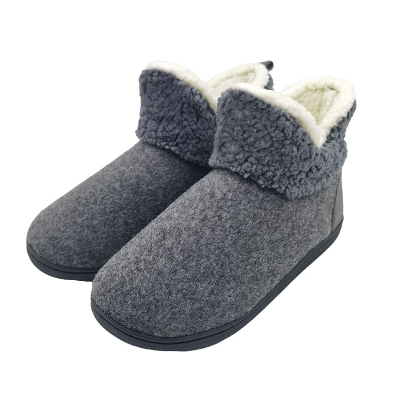 OEM customized Logo indoor boots TPR rubber outsole winter home flat slipper boots faux fur plush house boots for women