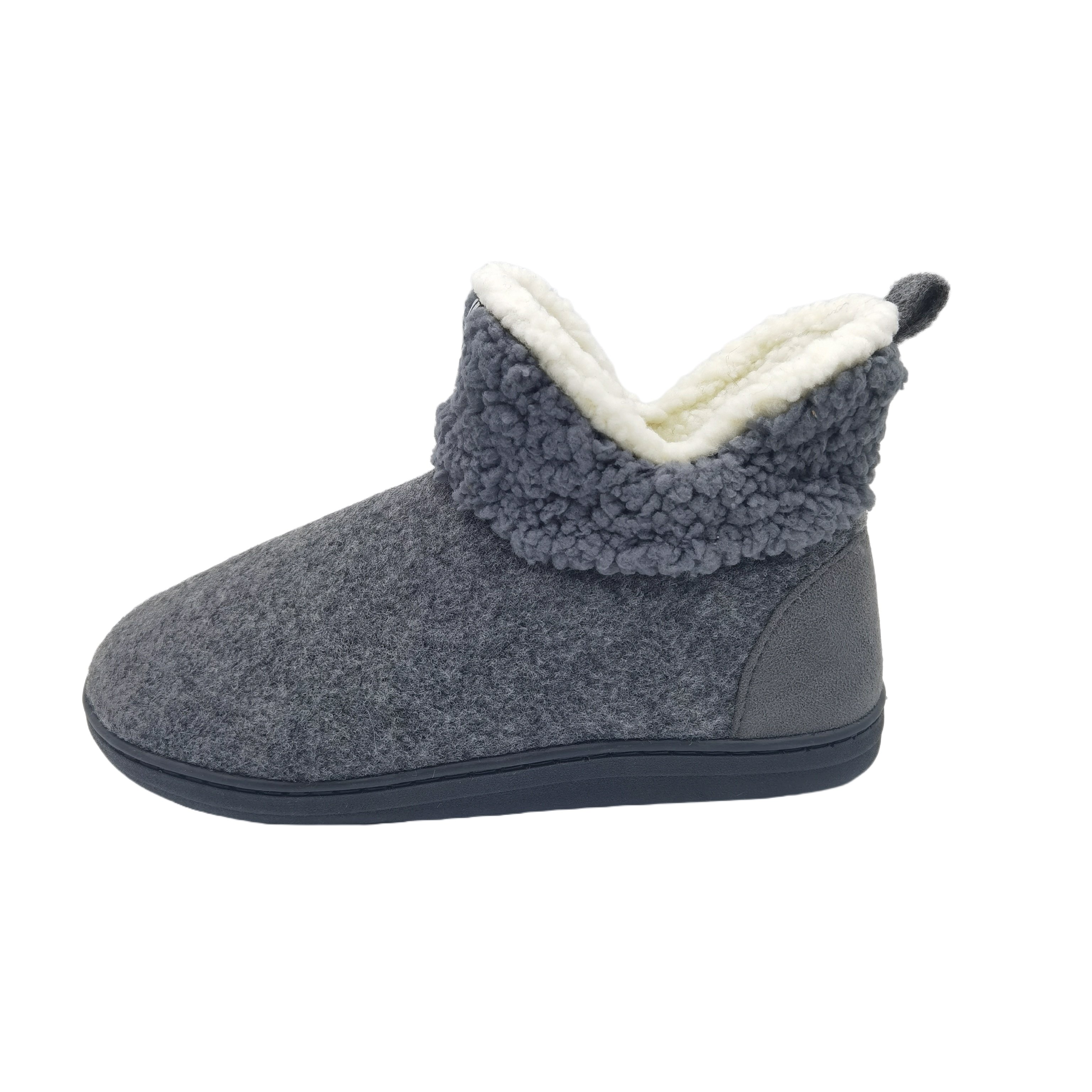 OEM customized Logo indoor boots TPR rubber outsole winter home flat slipper boots faux fur plush house boots for women