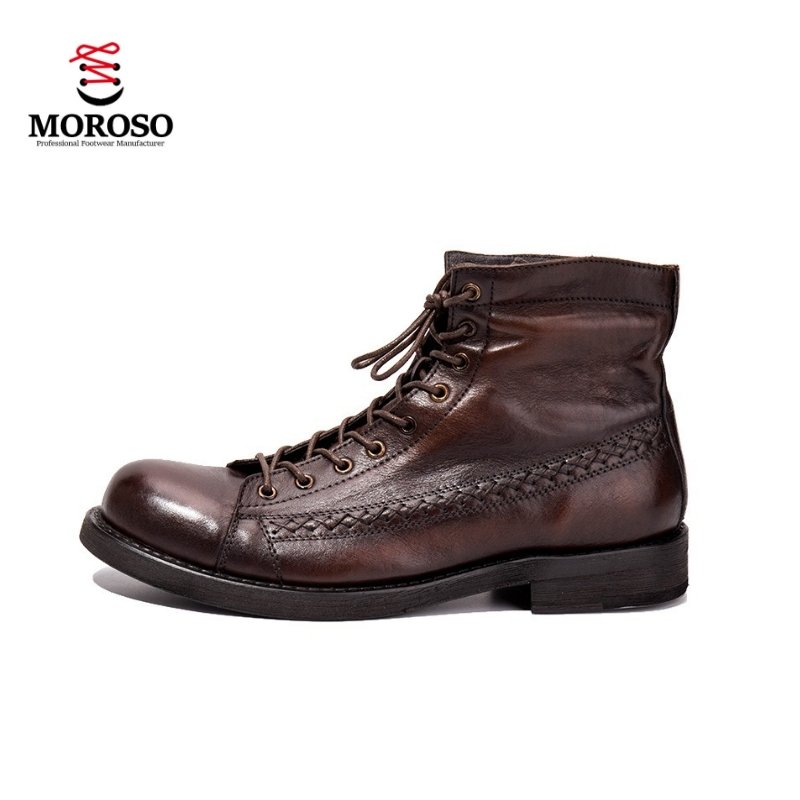 New Style Vintage Faux Leather Men's Fashion Martin Boots Lace-Up Flat Casual Boots Ankle Boots for Men