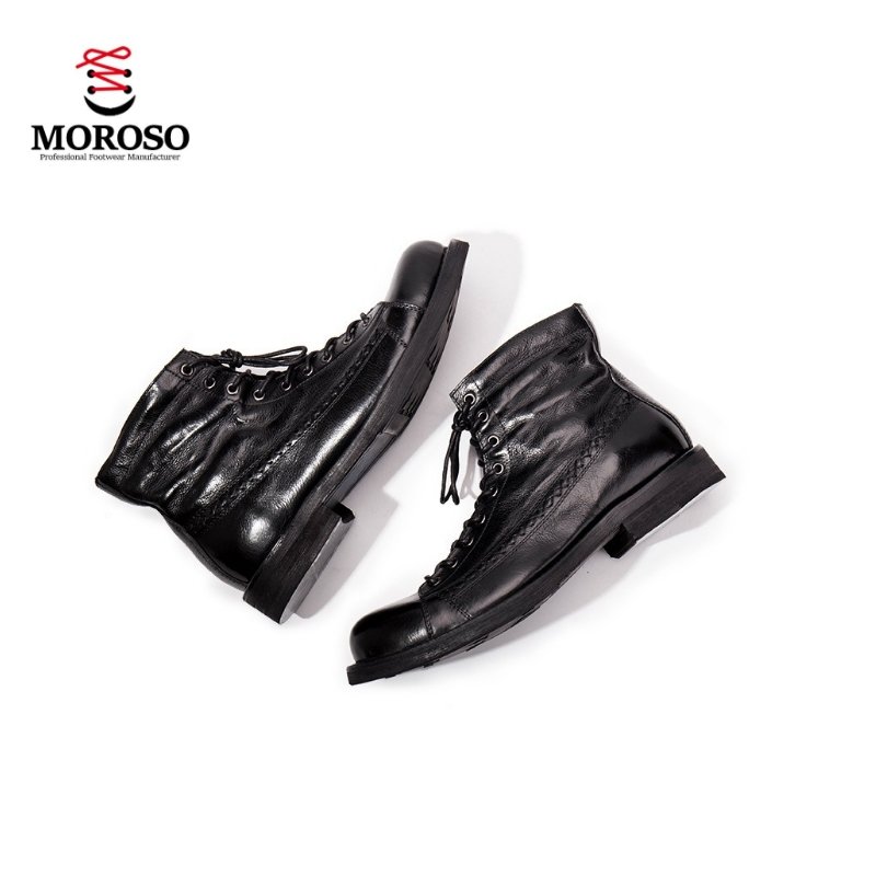 New Style Vintage Faux Leather Men's Fashion Martin Boots Lace-Up Flat Casual Boots Ankle Boots for Men